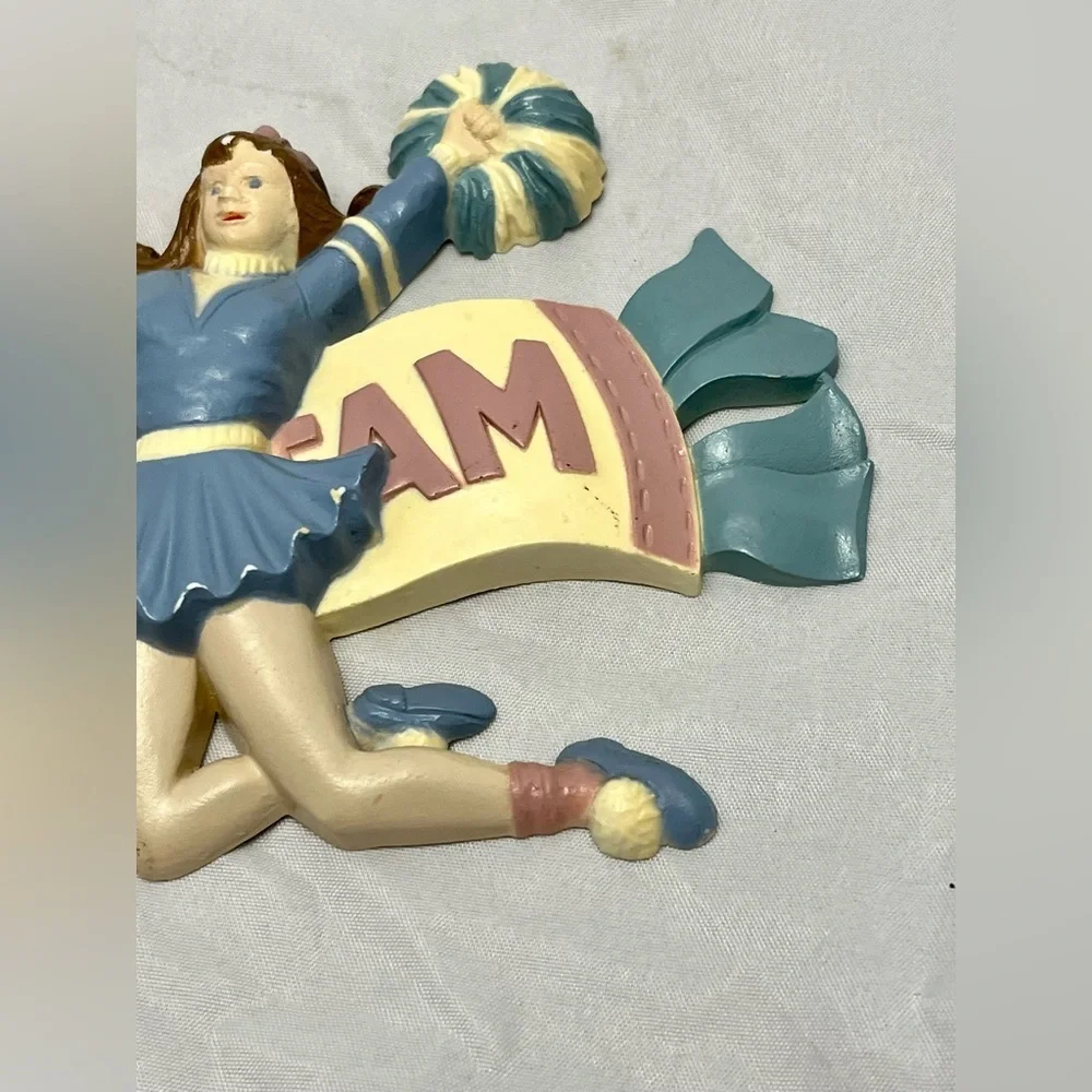 Vintage Burwood Products Cheerleader Wall Hanging Made in USA 1993
